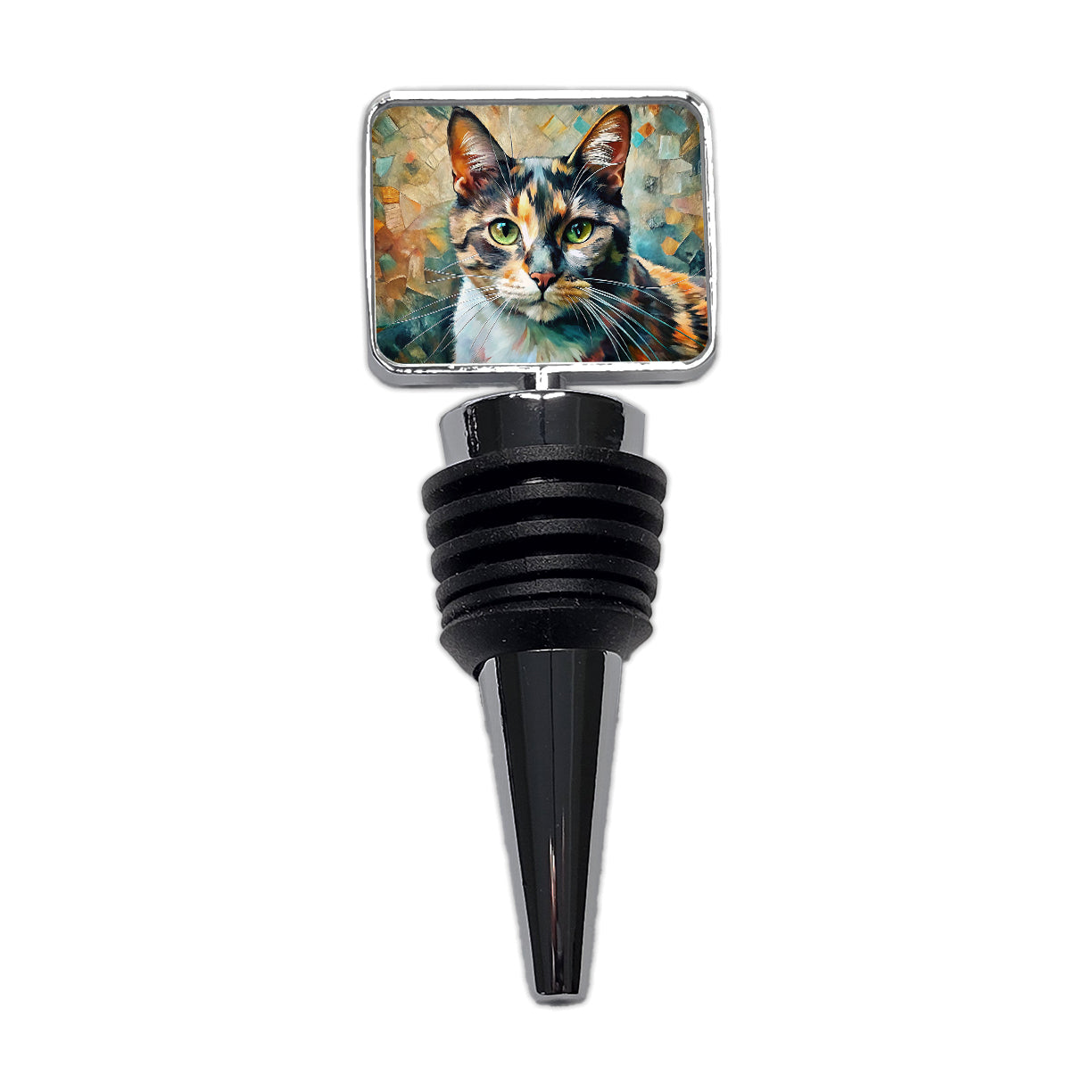 Calico Cat Abstract Art Wine Bottle Stopper