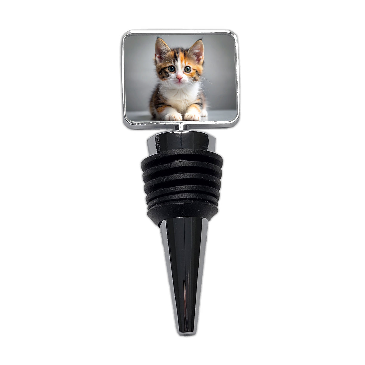 Calico Cat Kitten Photo Wine Bottle Stopper