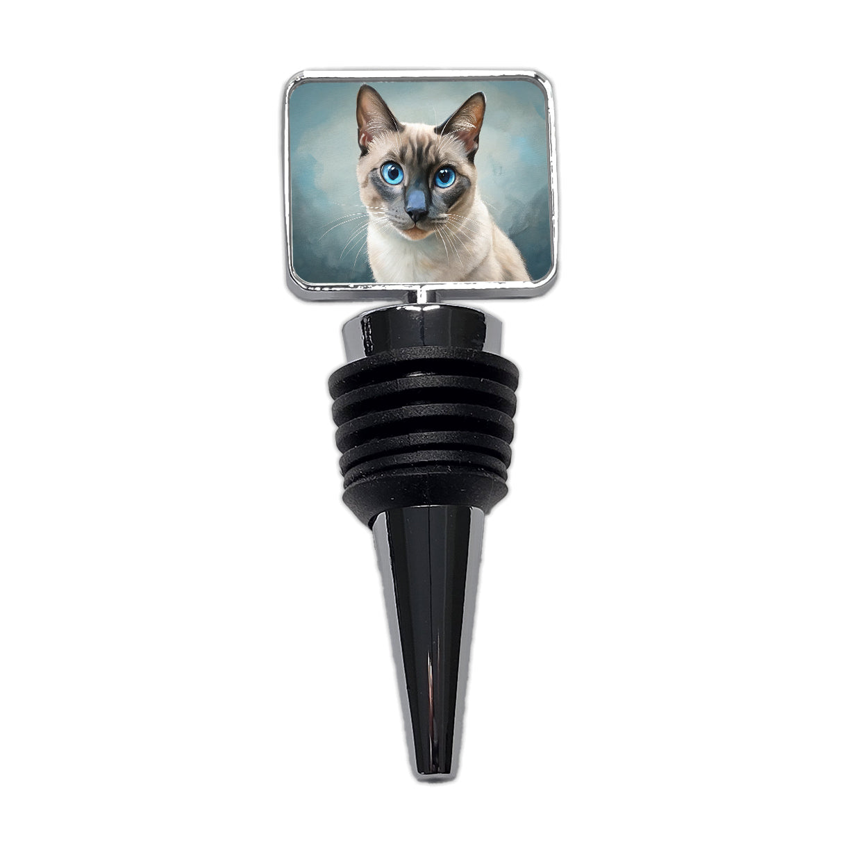 Siamese Cat Illustration Wine Bottle Stopper