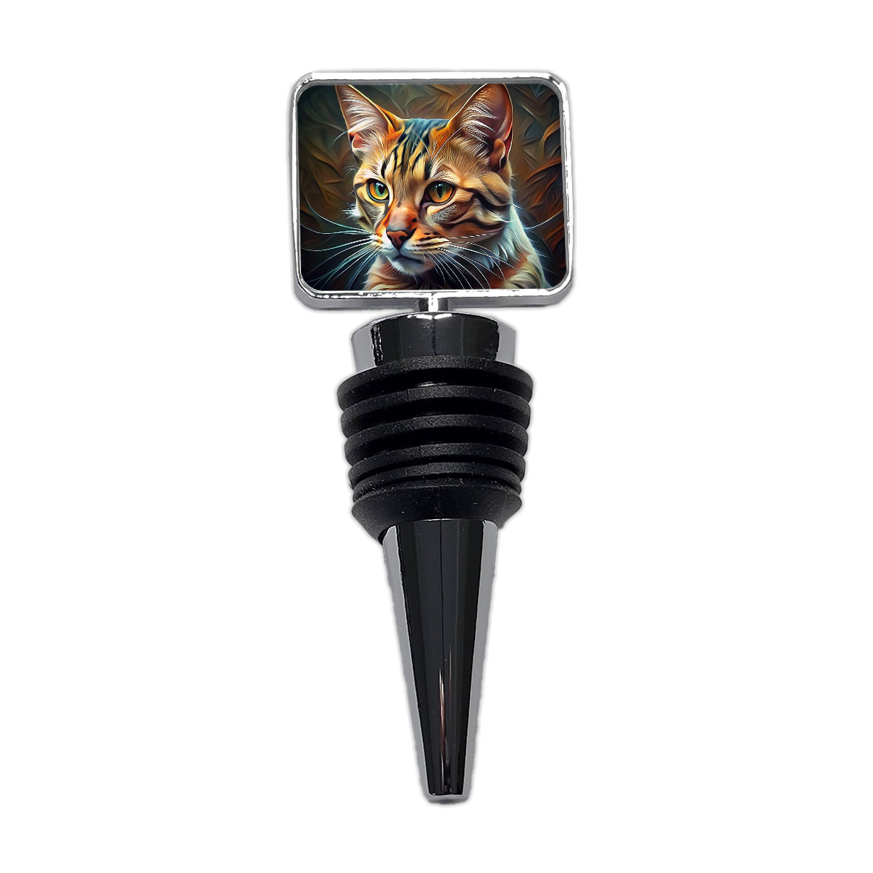 Tabby Cat Abstract Stylized Art Wine Bottle Stopper