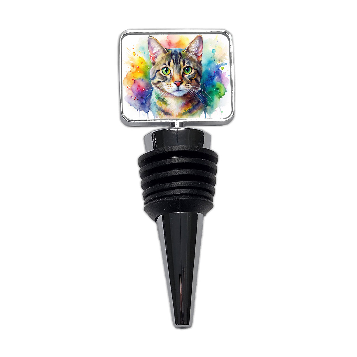 Tabby Cat Watercolor Style Wine Bottle Stopper