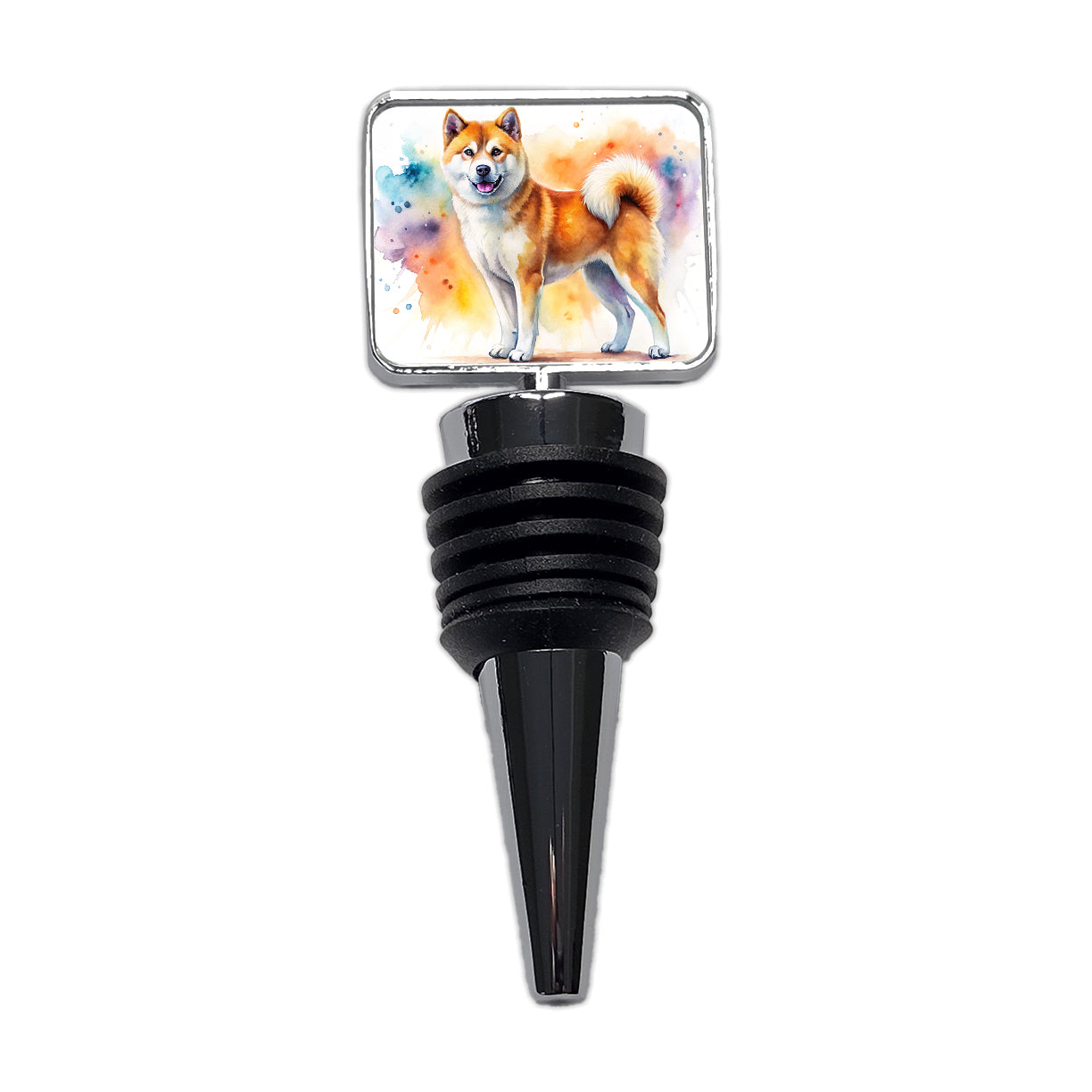 Akita Dog Watercolor Style Wine Bottle Stopper