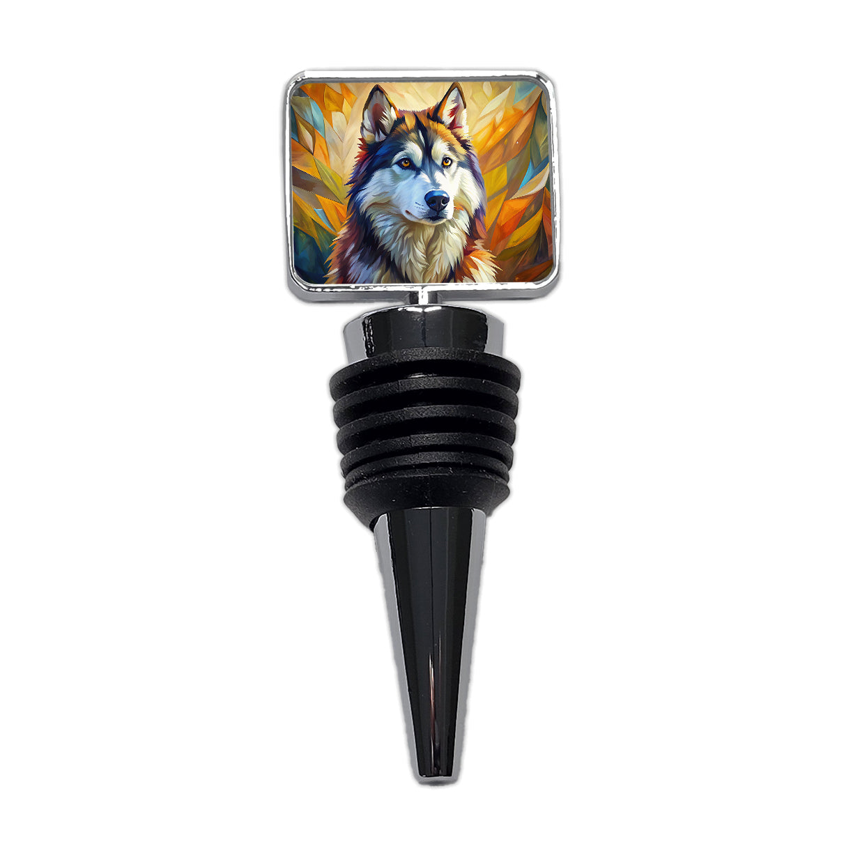 Alaskan Malamute Dog Expressionism Art Wine Bottle Stopper