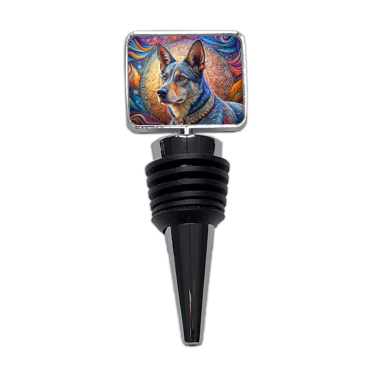 Australian Cattle Dog Bohemian Art Wine Bottle Stopper