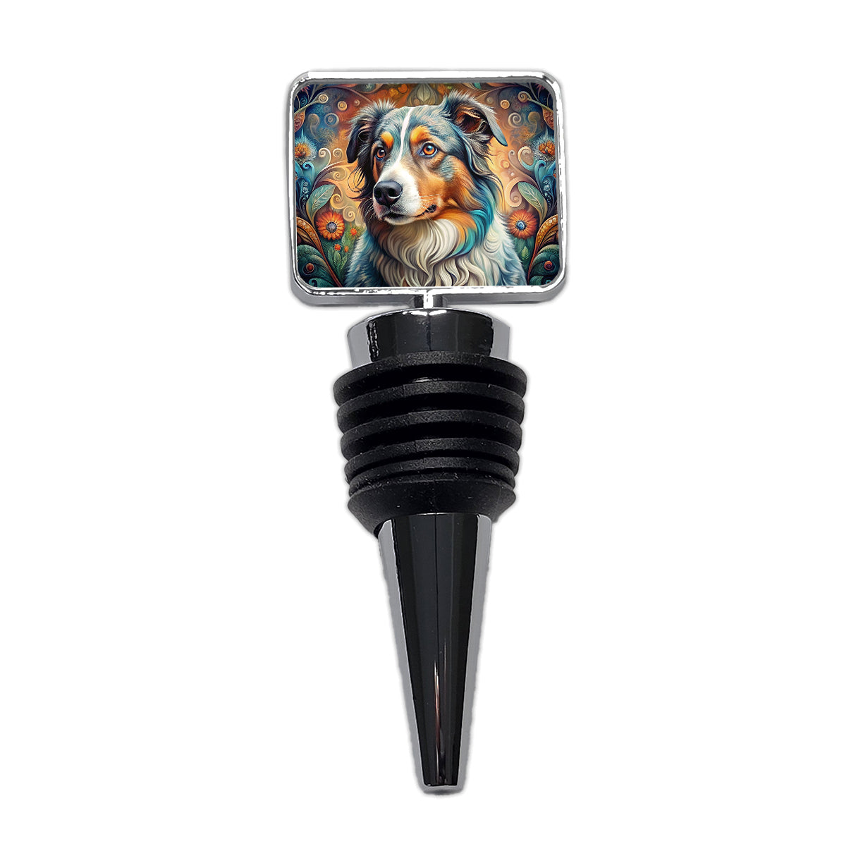 Australian Shepherd Dog Bohemian Art Wine Bottle Stopper