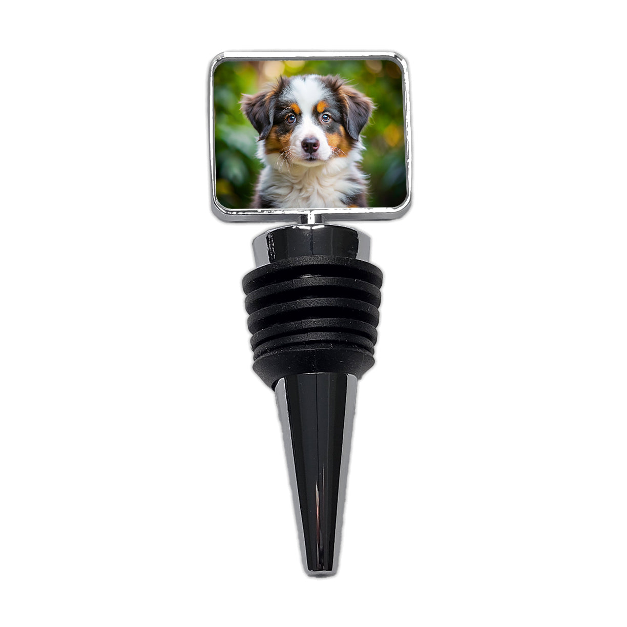 Australian Shepherd Dog Puppy Photo Wine Bottle Stopper