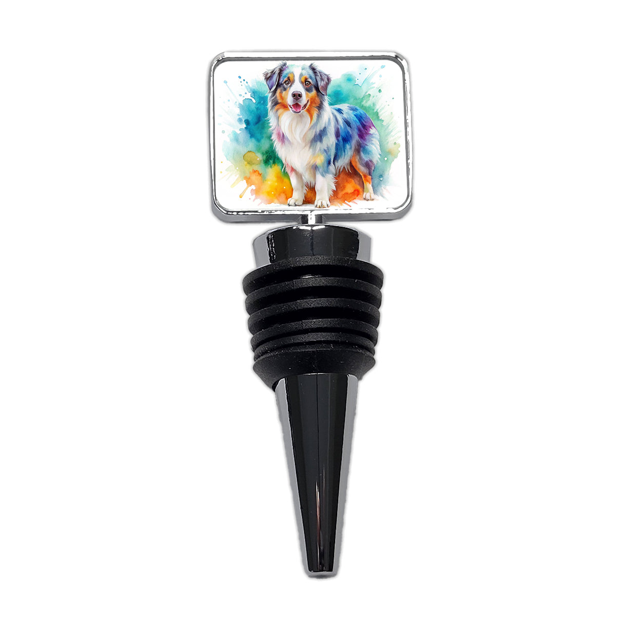 Australian Shepherd Dog Watercolor Style Wine Bottle Stopper