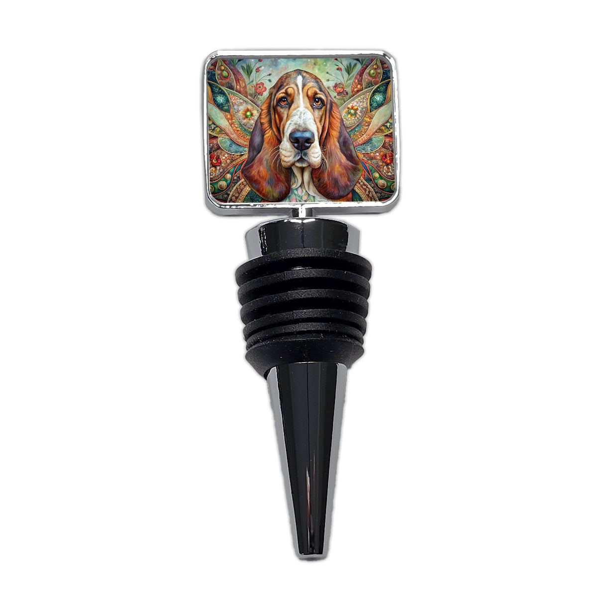 Basset Hound Dog Bohemian Art Wine Bottle Stopper