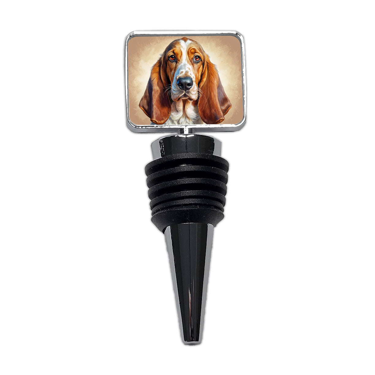 Basset Hound Dog Illustration Wine Bottle Stopper