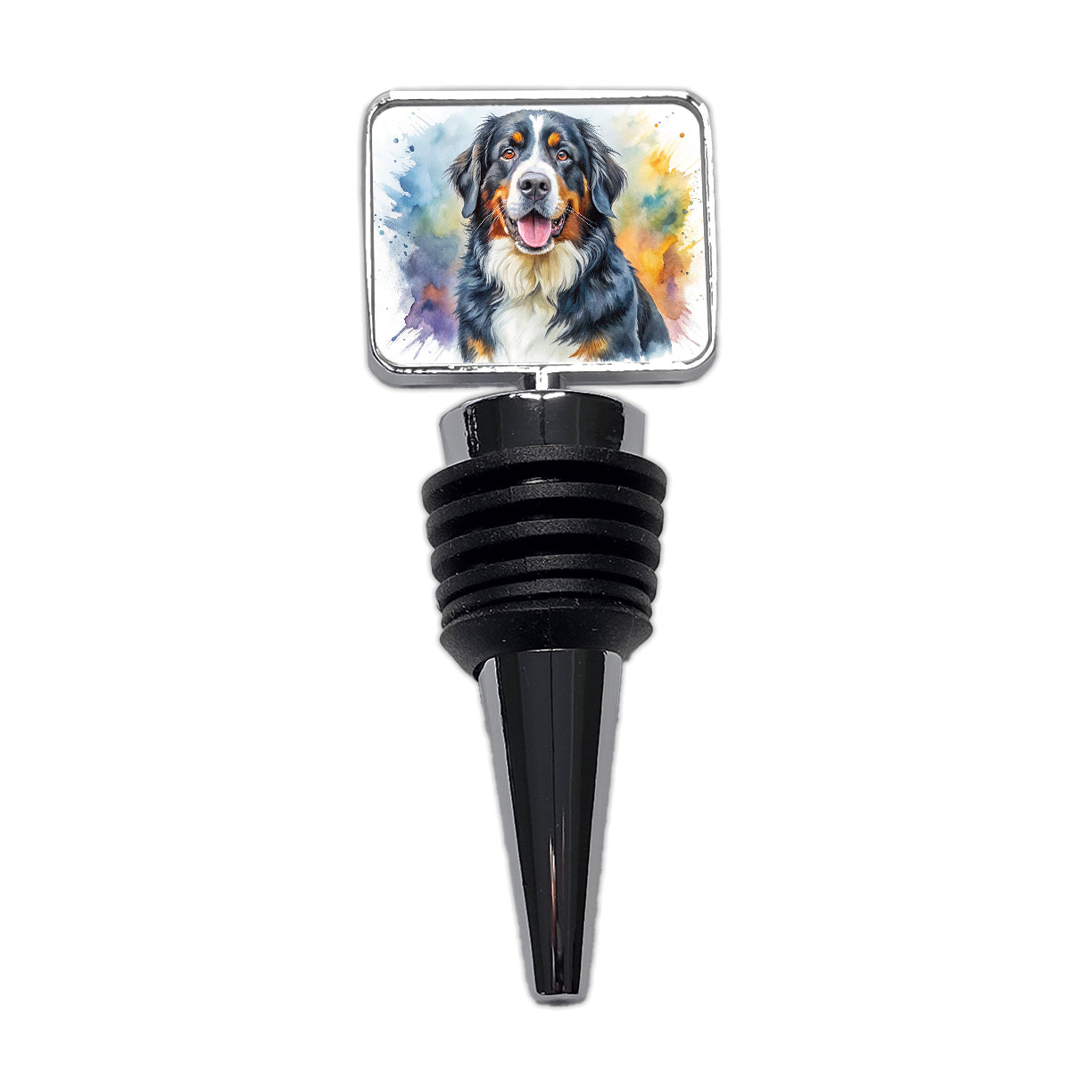 Bernese Mountain Dog Watercolor Style Wine Bottle Stopper