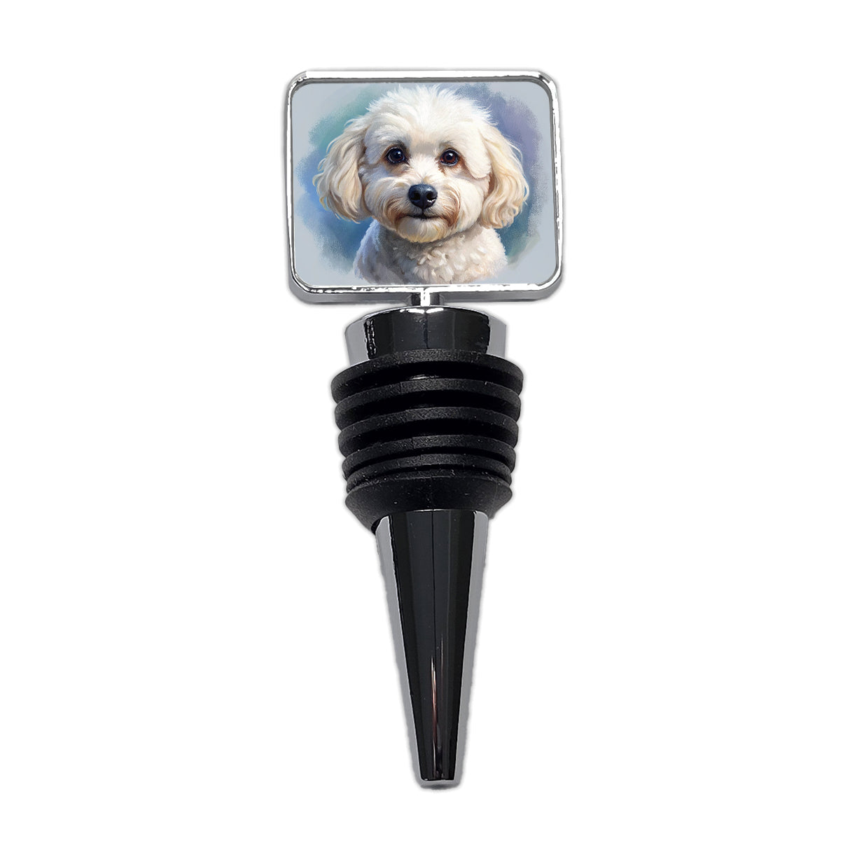 Bichon Frise Dog Illustration Wine Bottle Stopper