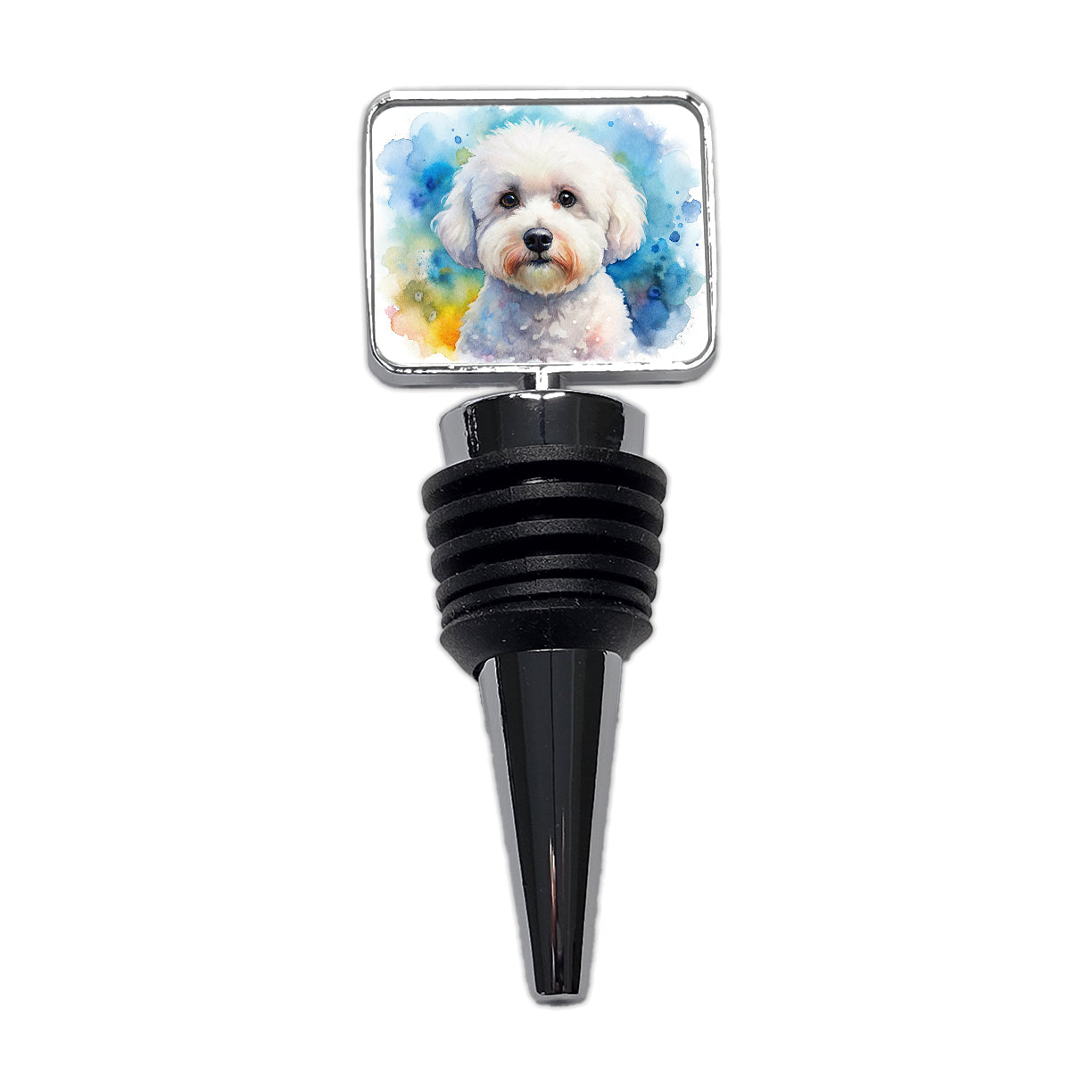 Bichon Frise Dog Watercolor Style Wine Bottle Stopper