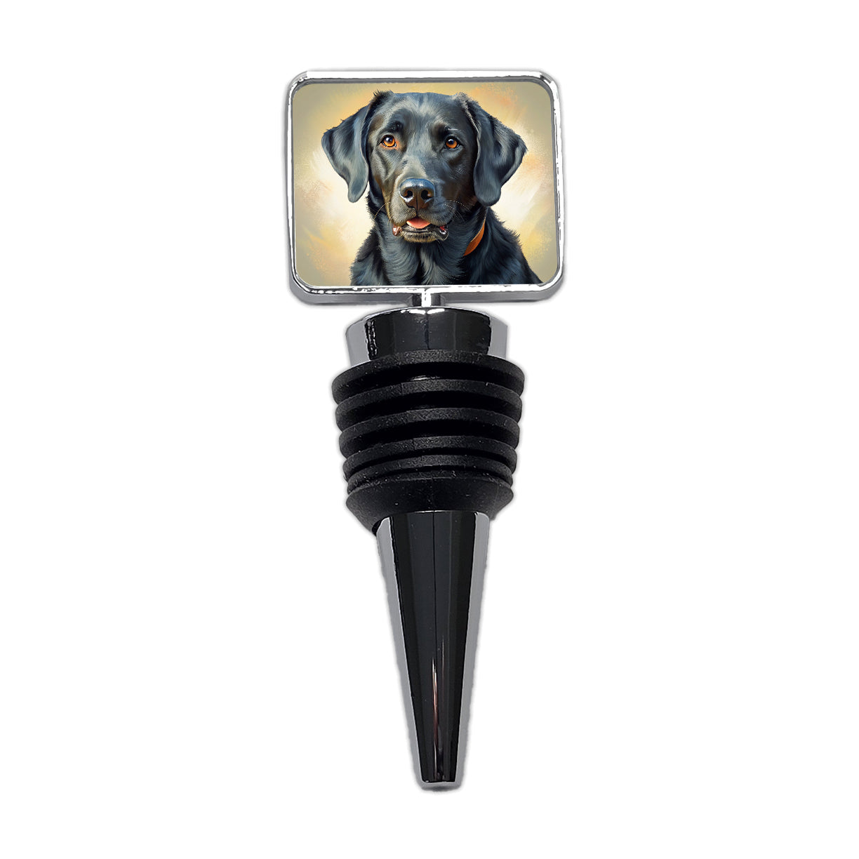 Black Labrador Retriever Dog Illustration Wine Bottle Stopper