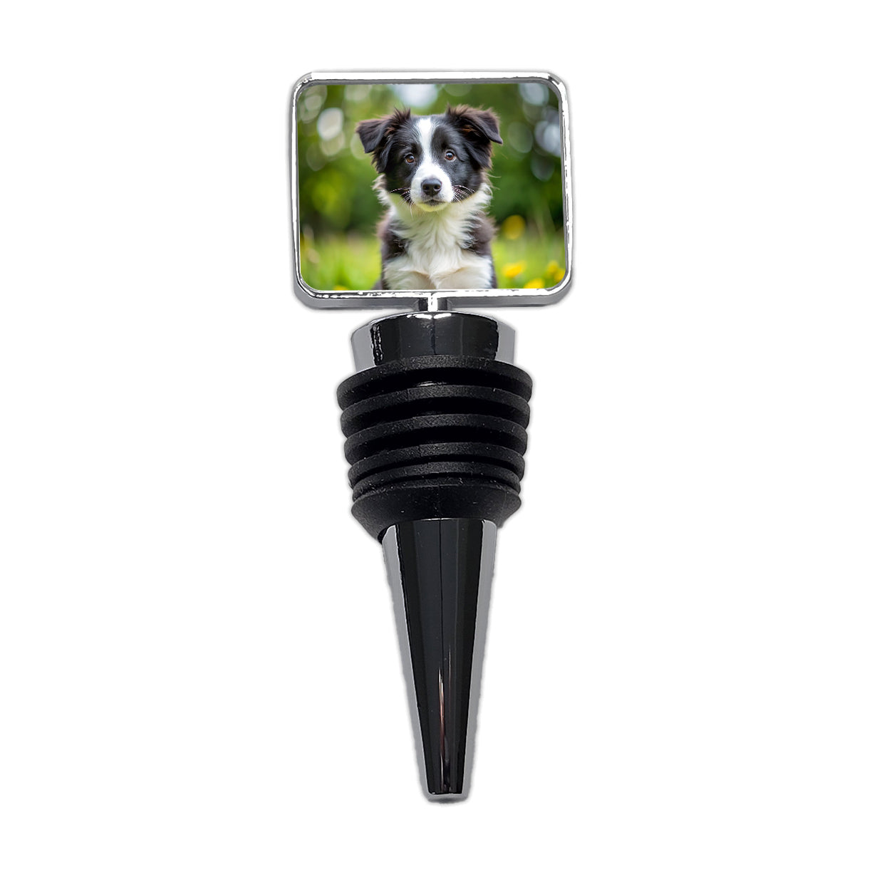 Border Collie Dog Puppy Photo Wine Bottle Stopper