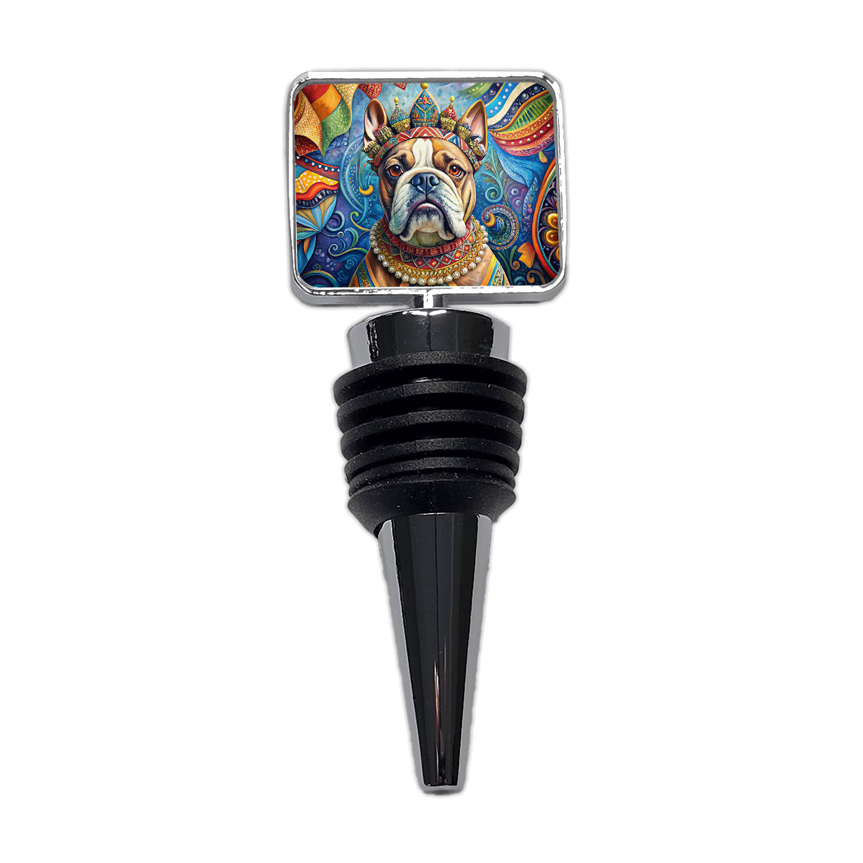 Bulldog Dog French Bohemian Art Wine Bottle Stopper