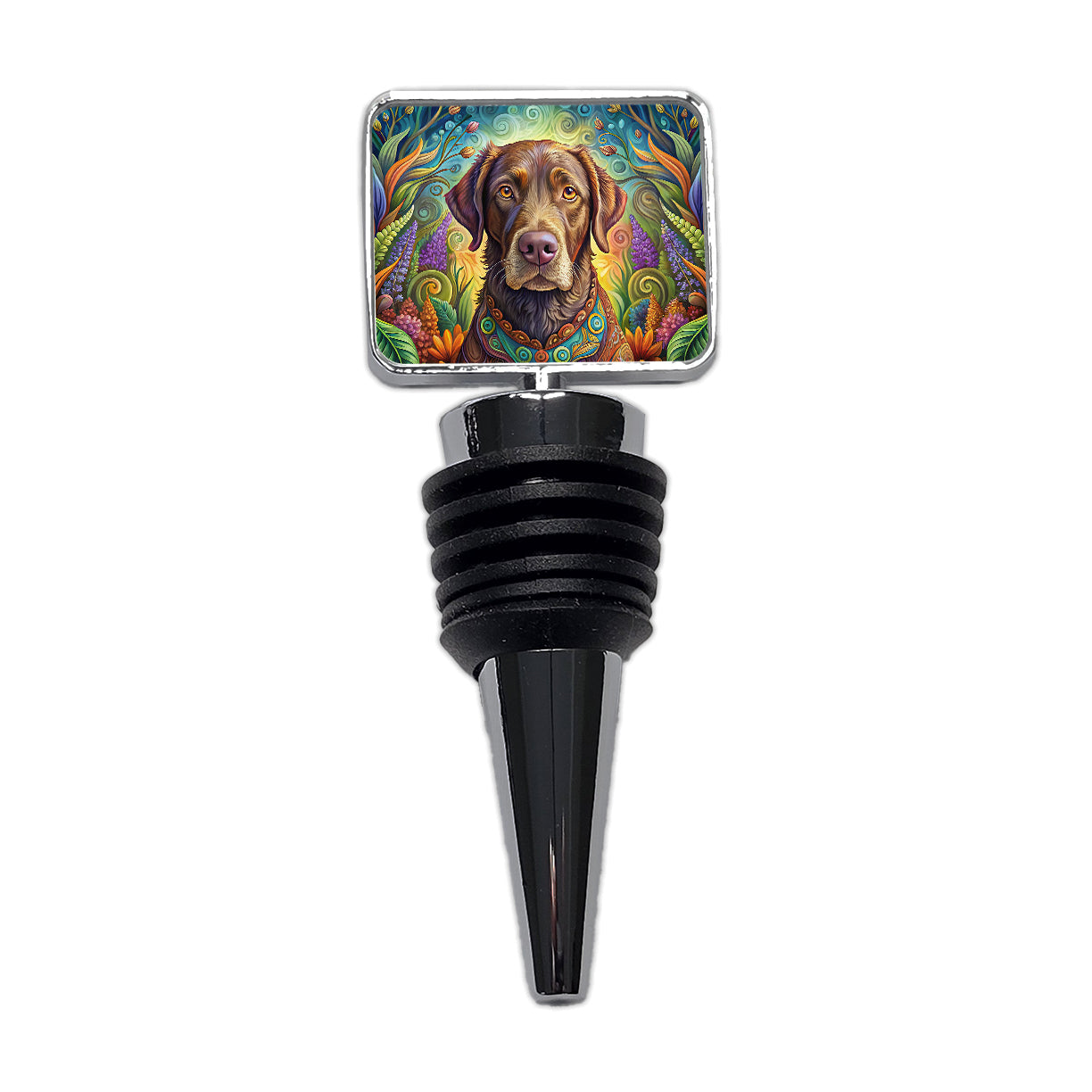 Chesapeake Bay Retriever Dog Bohemian Art Wine Bottle Stopper