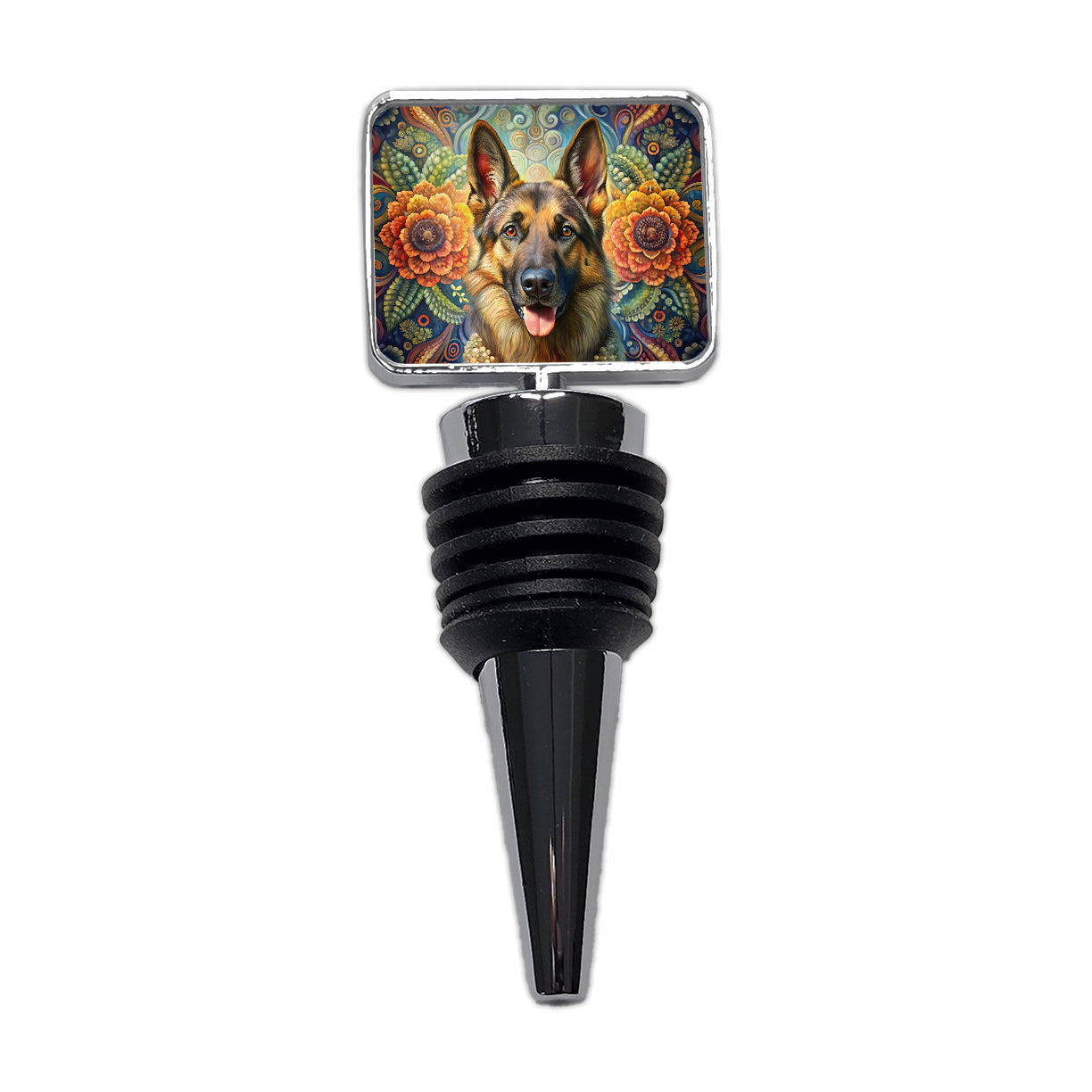 German Shepherd Dog Bohemian Art Wine Bottle Stopper
