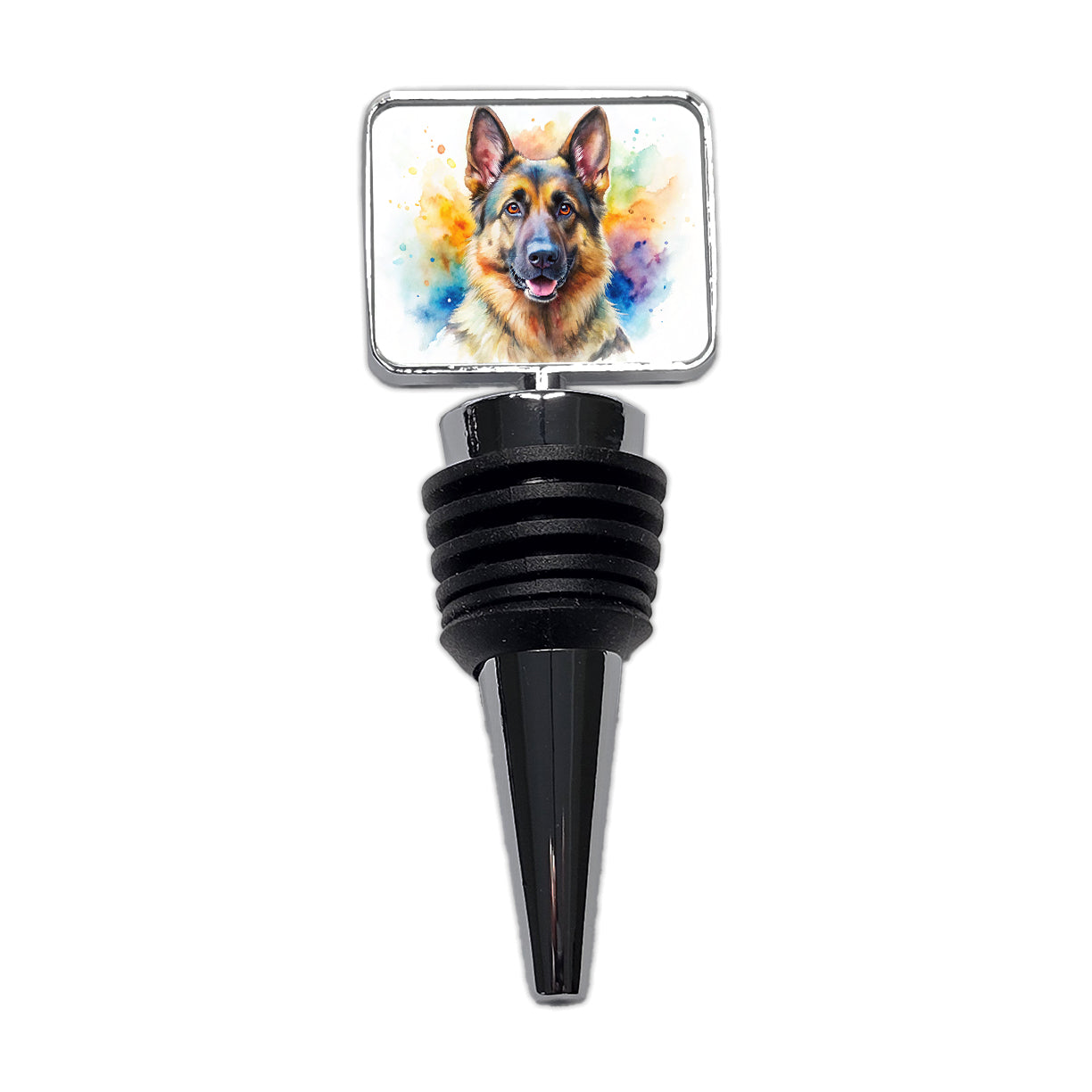 German Shepherd Dog Watercolor Style Wine Bottle Stopper