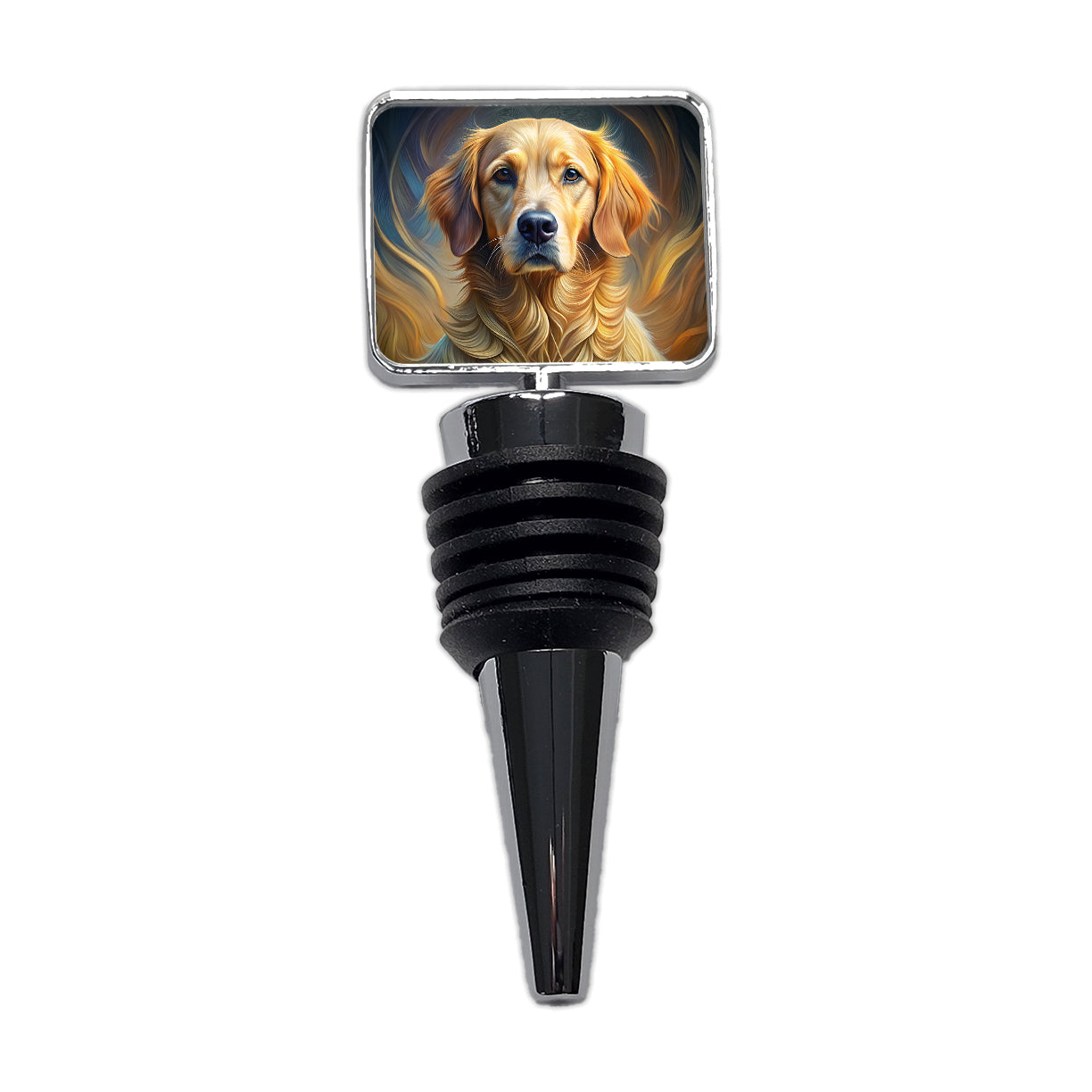 Golden Retriever Dog Abstract Stylized Art Wine Bottle Stopper