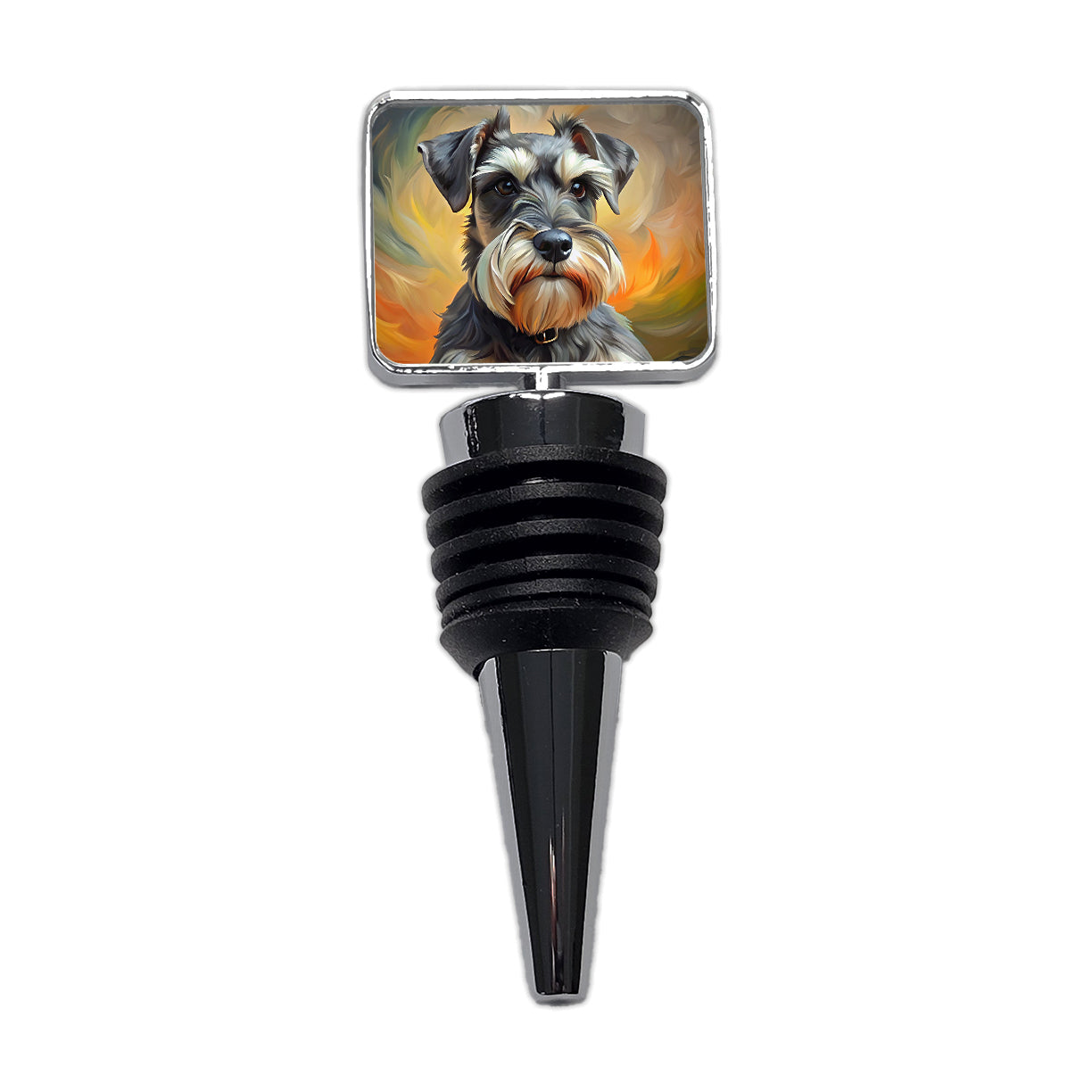 Miniature Schnauzer Dog Expressionism Art Wine Bottle Stopper