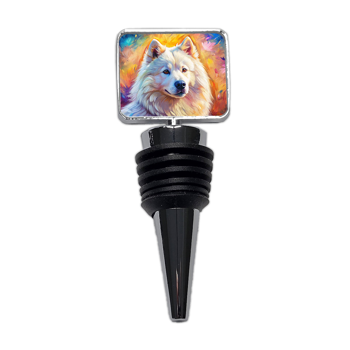 Samoyed Dog Expressionism Art Wine Bottle Stopper