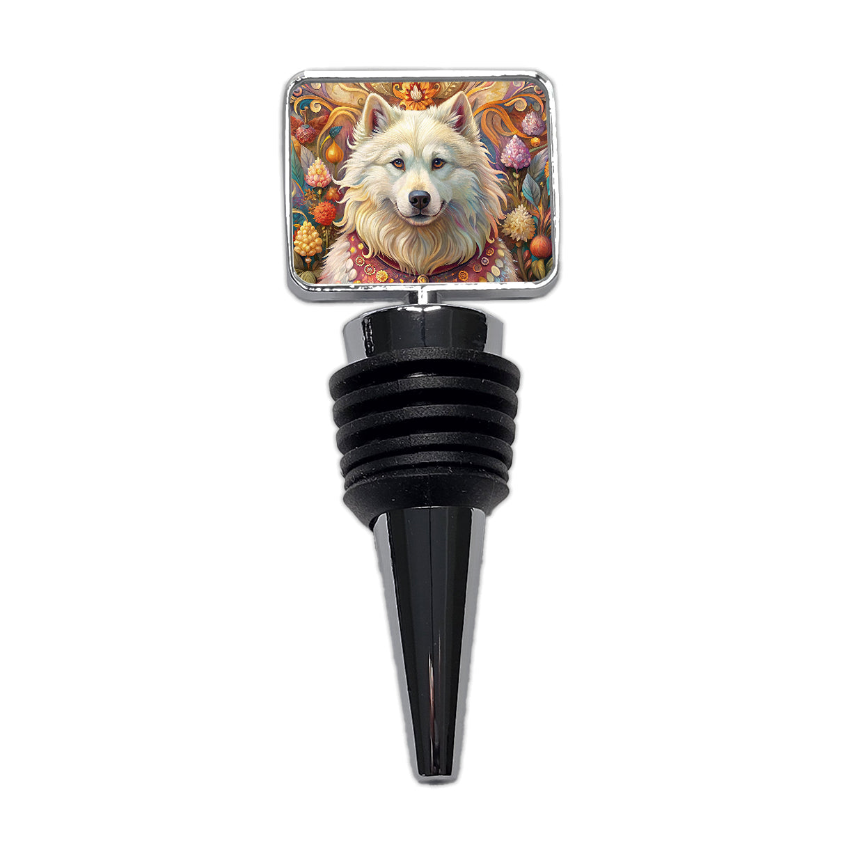 Samoyed Dog French Bohemian Art Wine Bottle Stopper