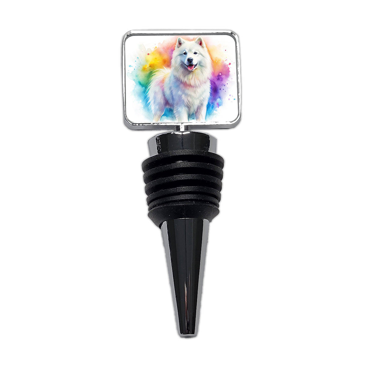 Samoyed Dog Watercolor Style Wine Bottle Stopper