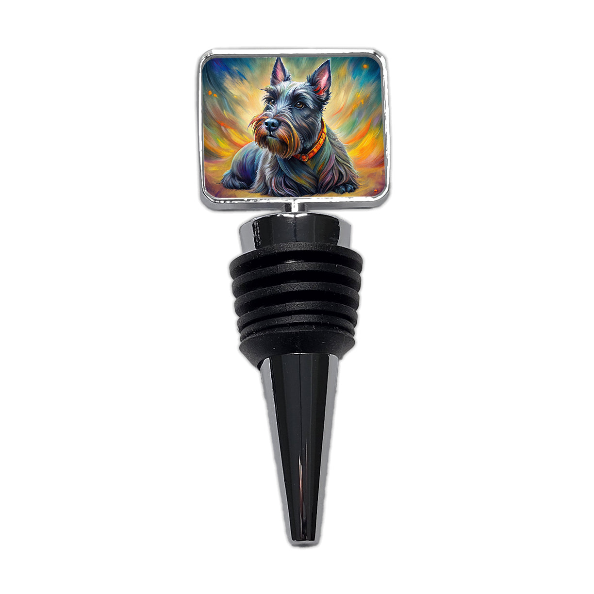 Scottish Terrier Dog Illustration Wine Bottle Stopper