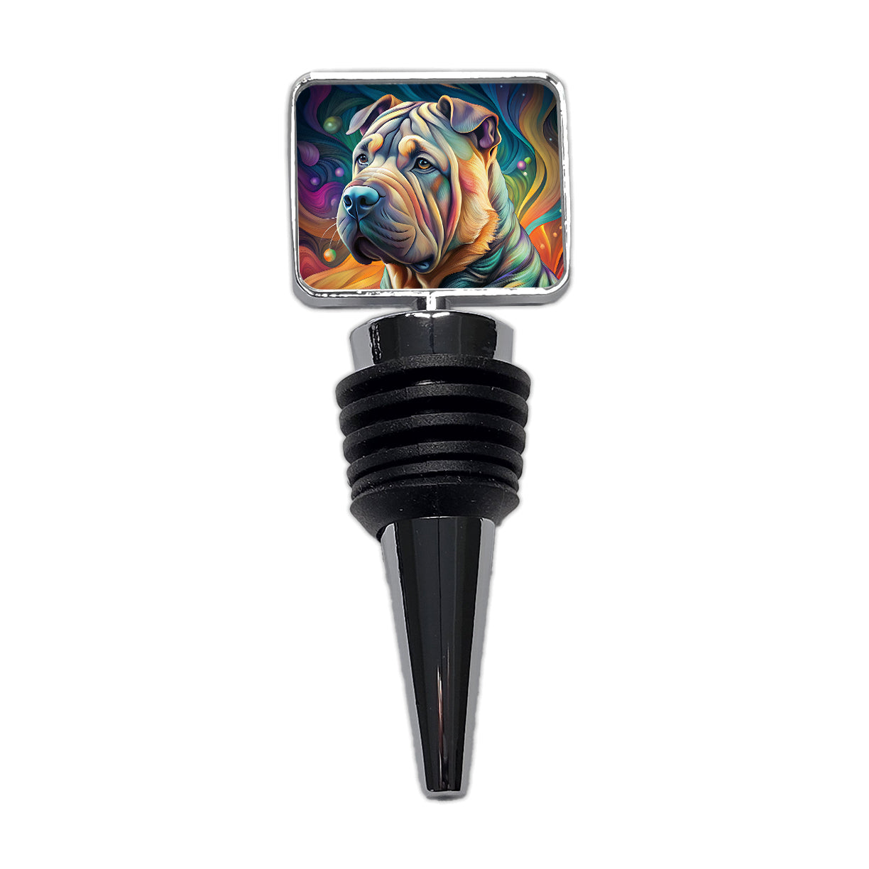 Shar Pei Dog Contemporary Art Wine Bottle Stopper