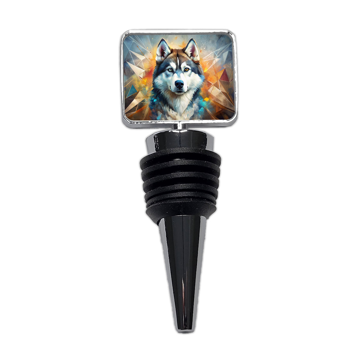 Siberian Husky Dog Abstract Art Wine Bottle Stopper