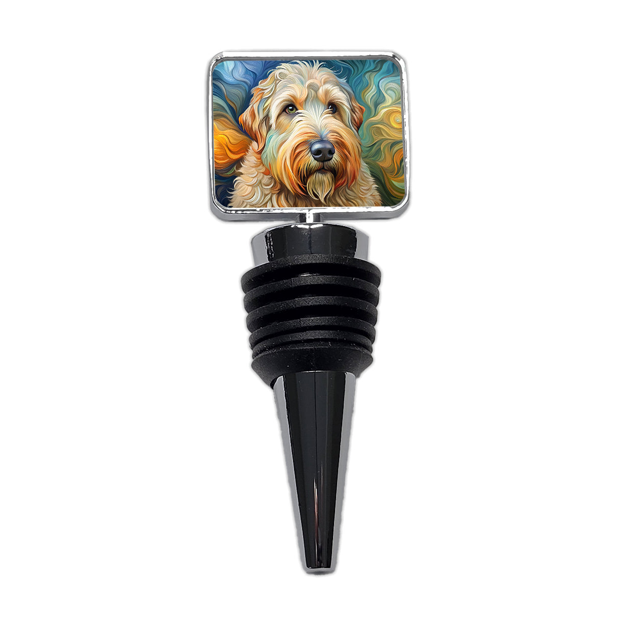 Soft Coated Wheaten Terrier Dog Abstract Art Wine Bottle Stopper