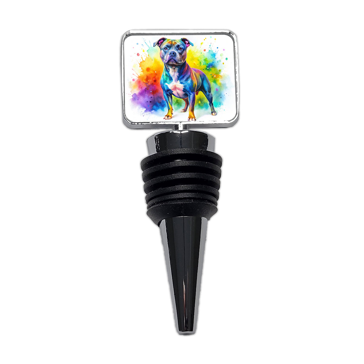 Staffordshire Bull Terrier Staffy Dog Watercolor Style Wine Bottle Stopper