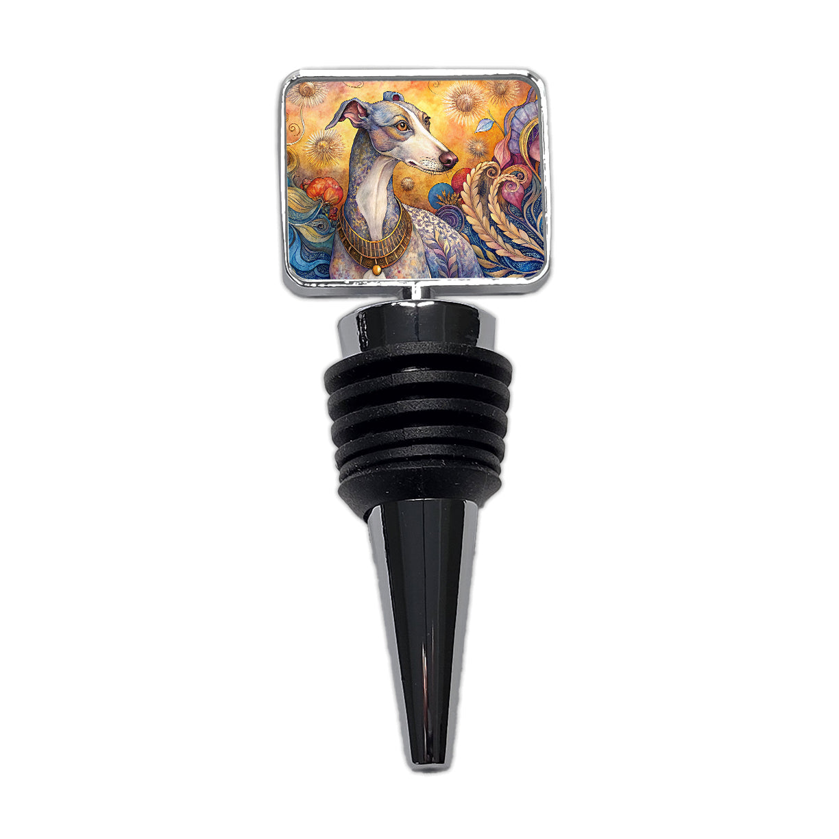 Whippet Dog French Bohemian Art Wine Bottle Stopper