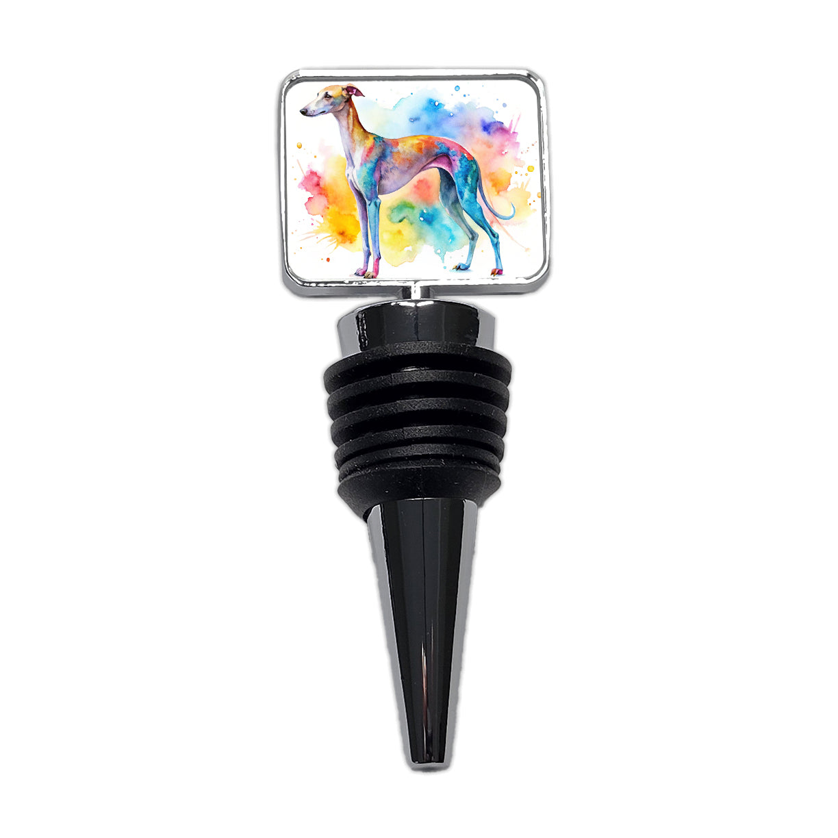 Whippet Dog Watercolor Style Wine Bottle Stopper