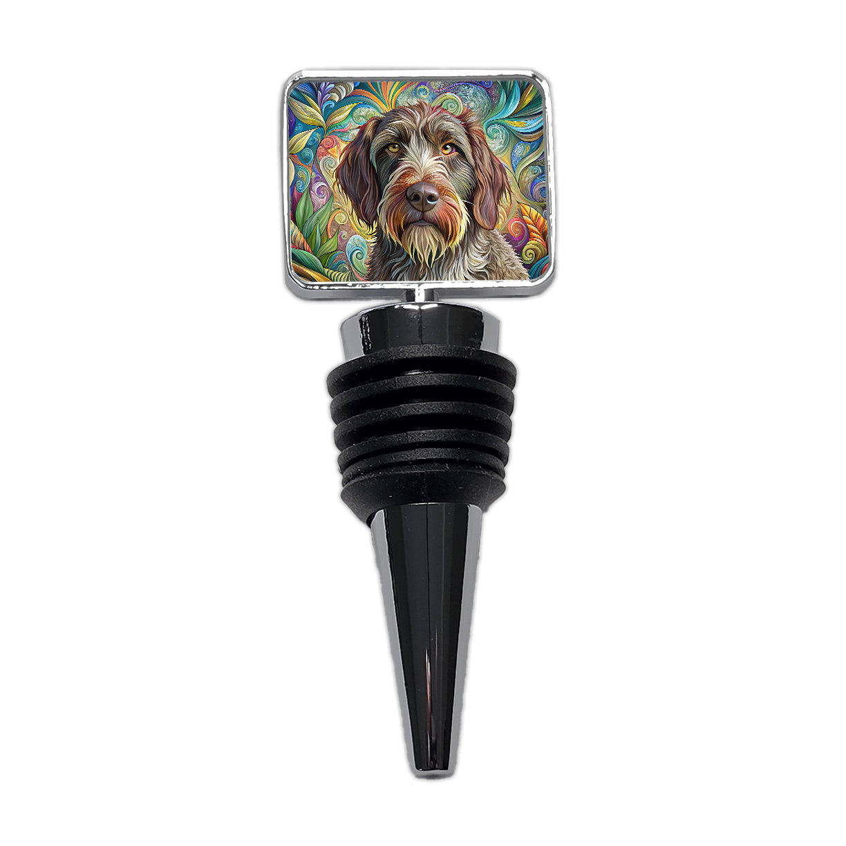 Wirehaired Pointing Griffon Dog French Bohemian Art Wine Bottle Stopper