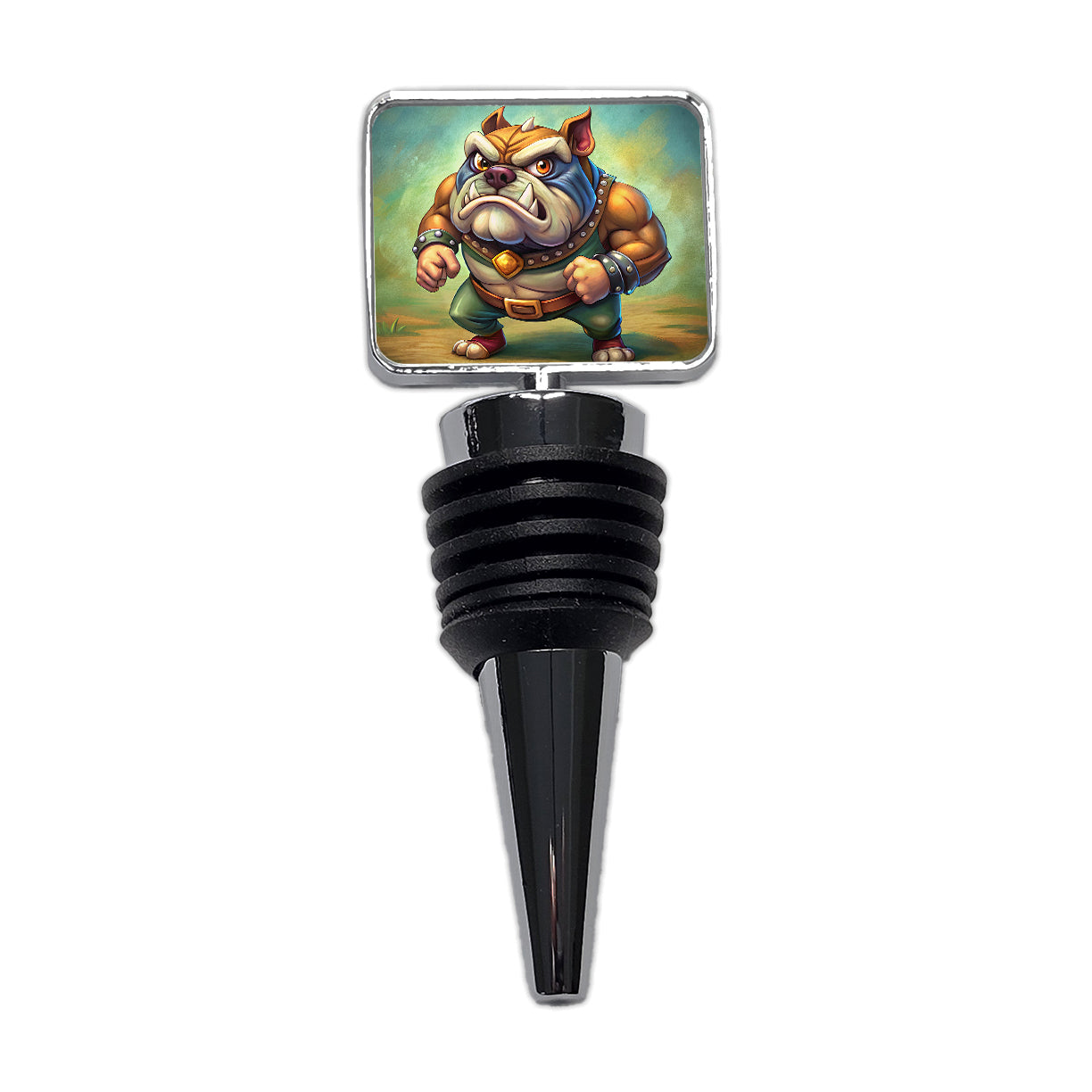 Fighting Bulldog Cartoon Wine Bottle Stopper