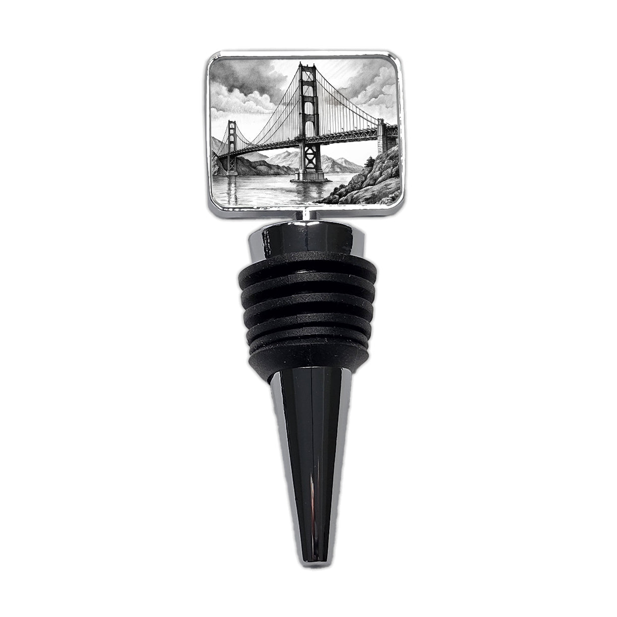 Sketch Of Golden Gate Bridge San Francisco California Wine Bottle Stopper