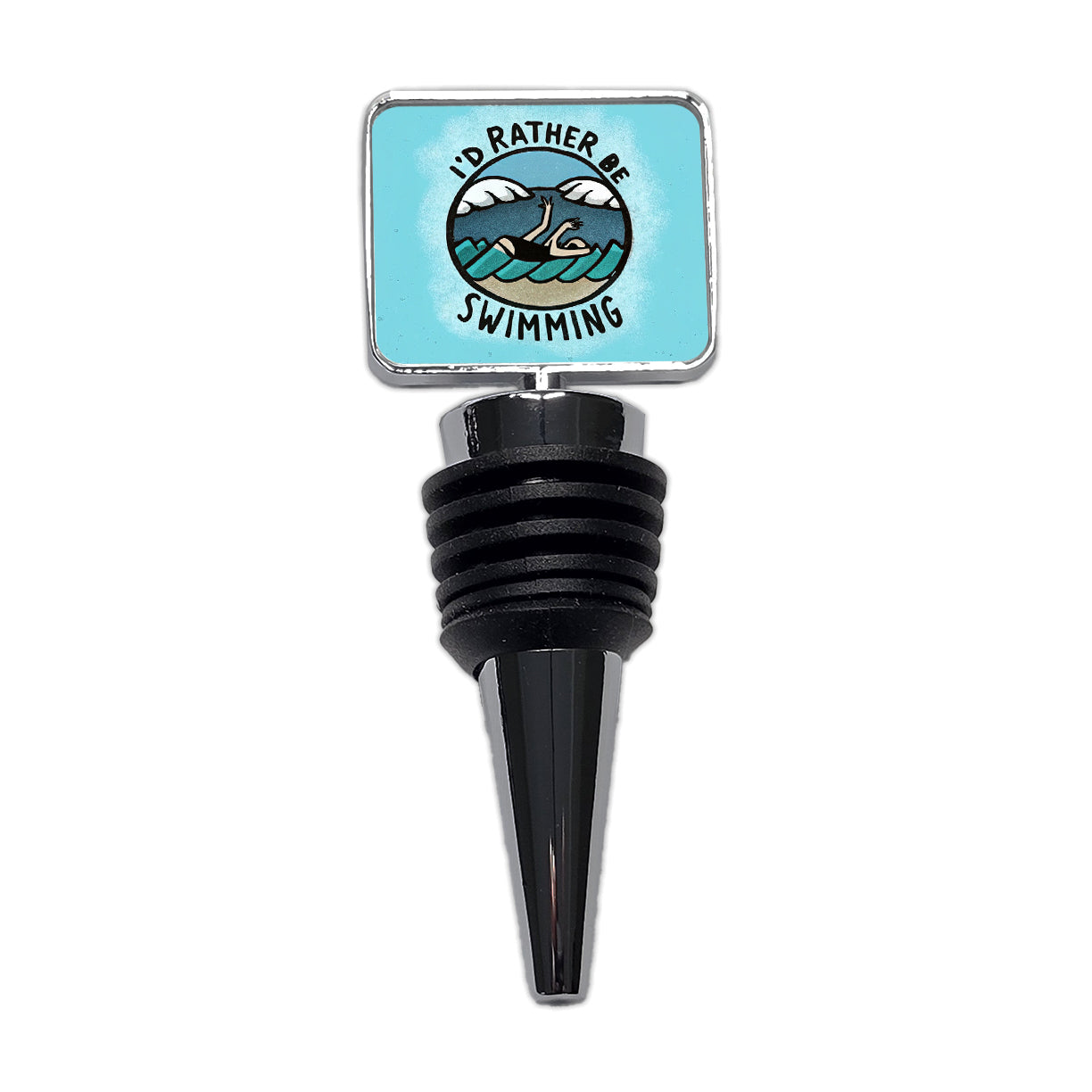 I'd Rather Be Swimming Wine Bottle Stopper