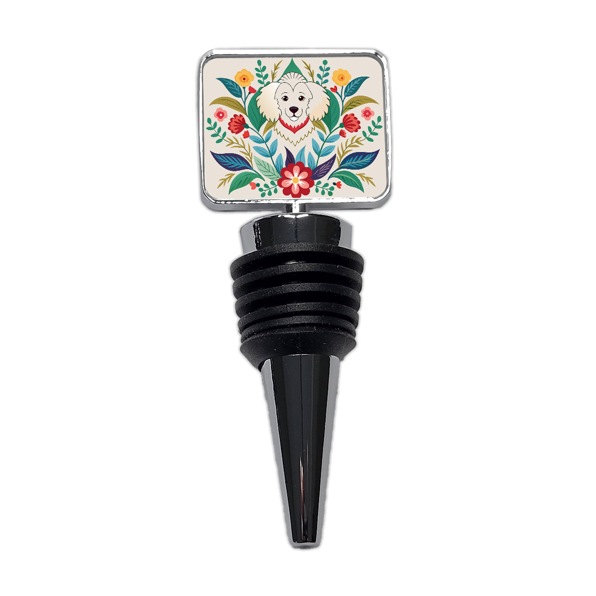 Cavachon Floral Motif Dog Wine Bottle Stopper