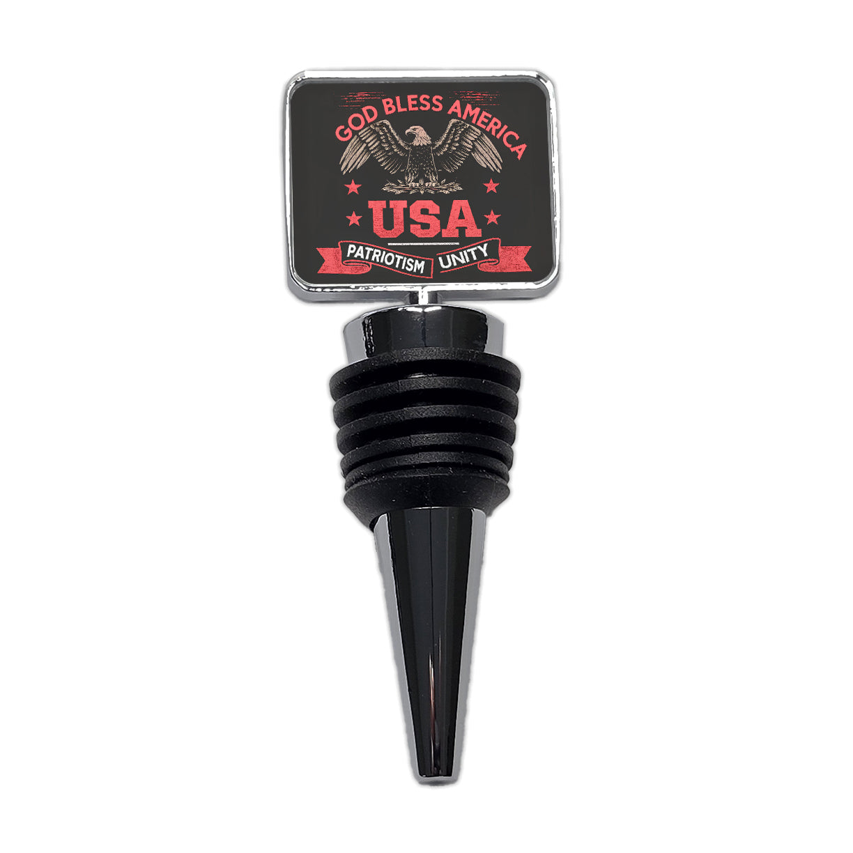 God Bless America Black Red USA United States Wine Bottle Stopper