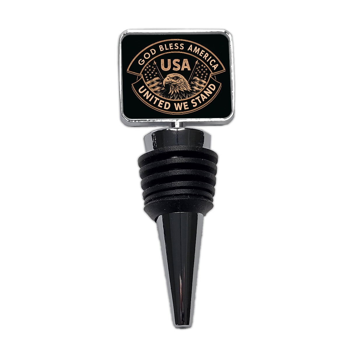 God Bless America Black Tan USA United States Wine Bottle Stopper