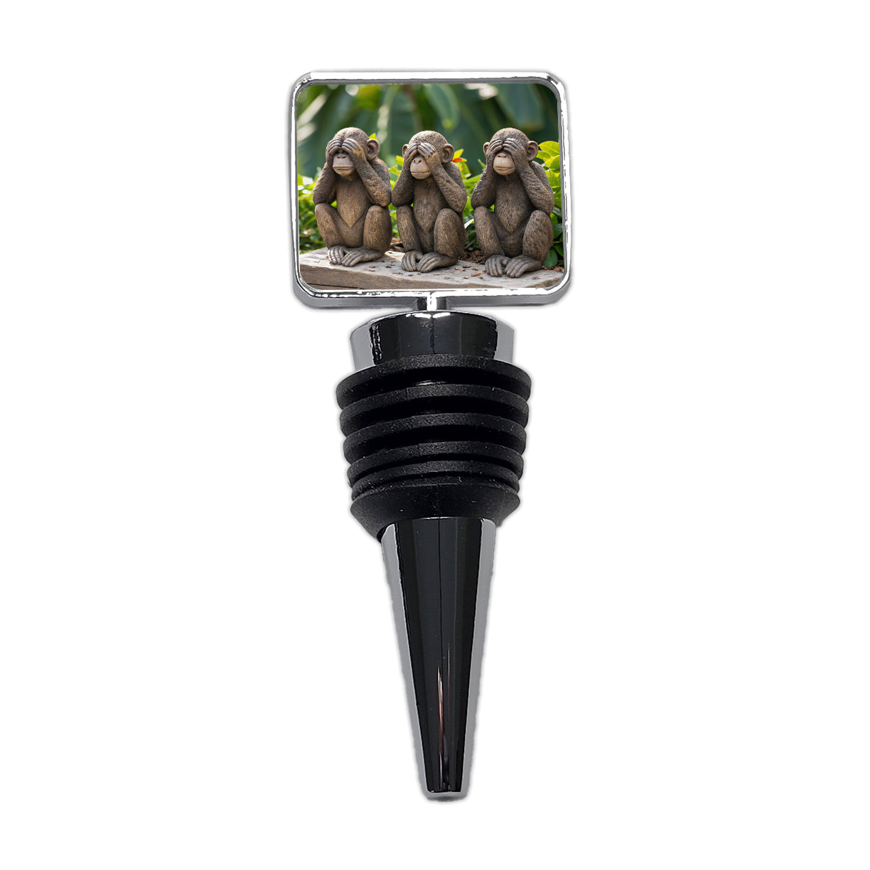 See No Evil Monkeys Funny Wine Bottle Stopper
