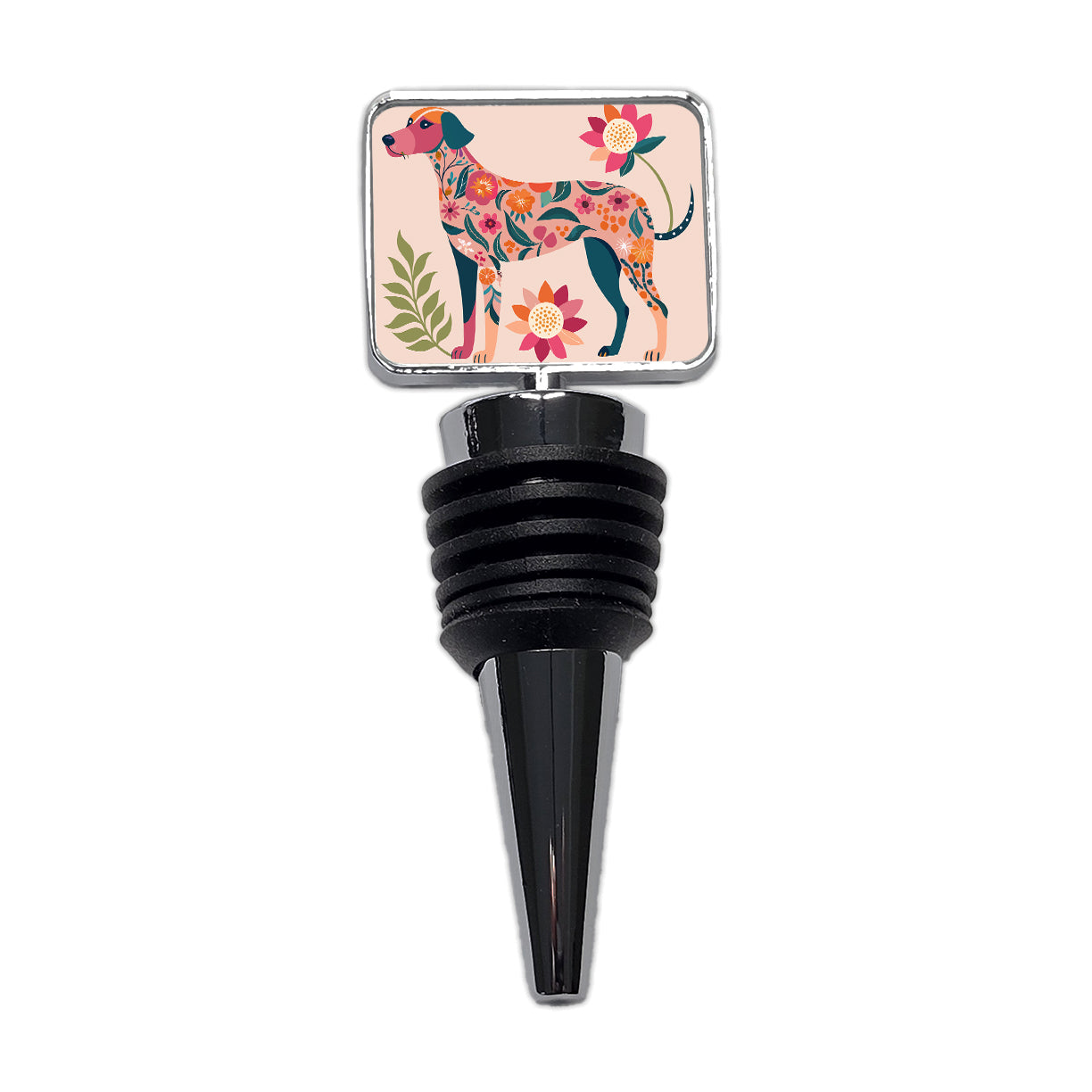 Weimador Floral Motif Cute Dog Wine Bottle Stopper