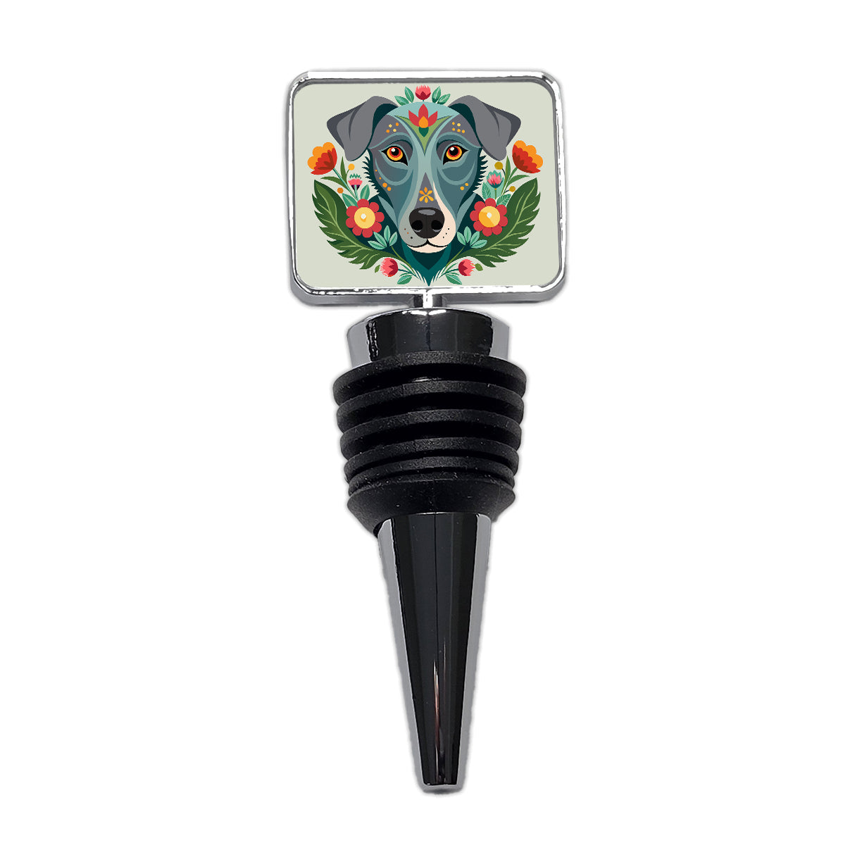 Weimador Head Floral Motif Wine Bottle Stopper