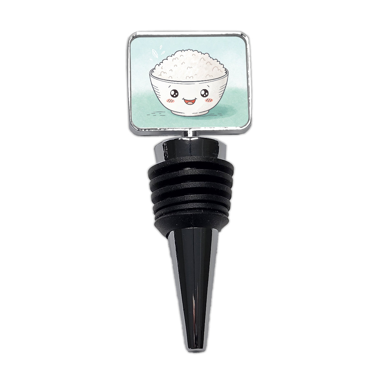 Kawaii White Rice Bowl Wine Bottle Stopper