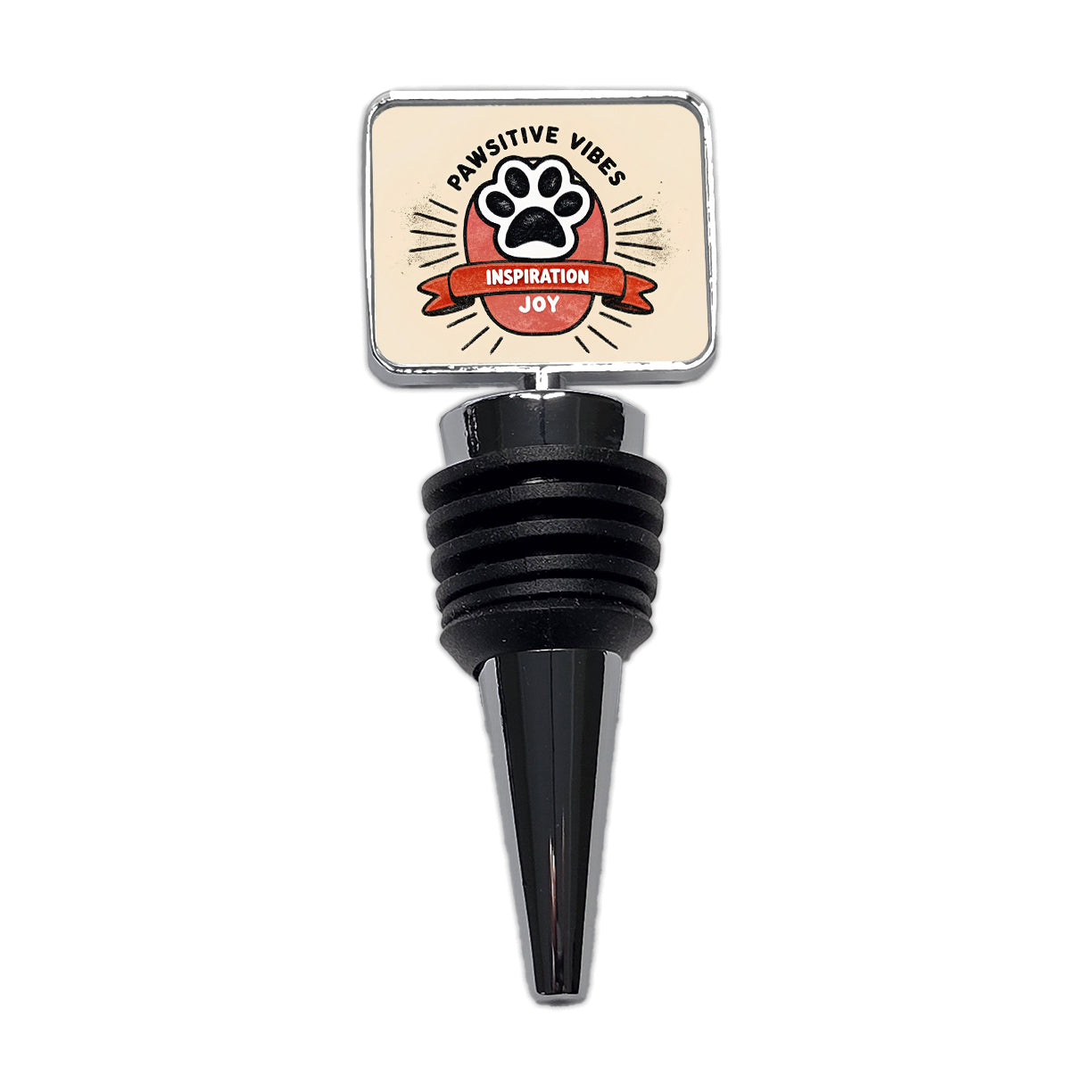 Pawsitive Positive Vibes Dogs Cats Wine Bottle Stopper