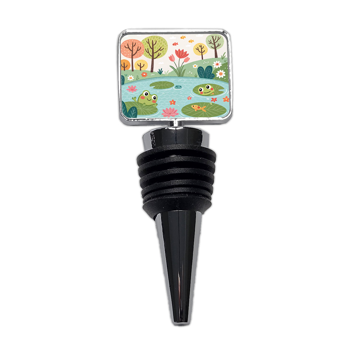 Pond And Frogs Wine Bottle Stopper