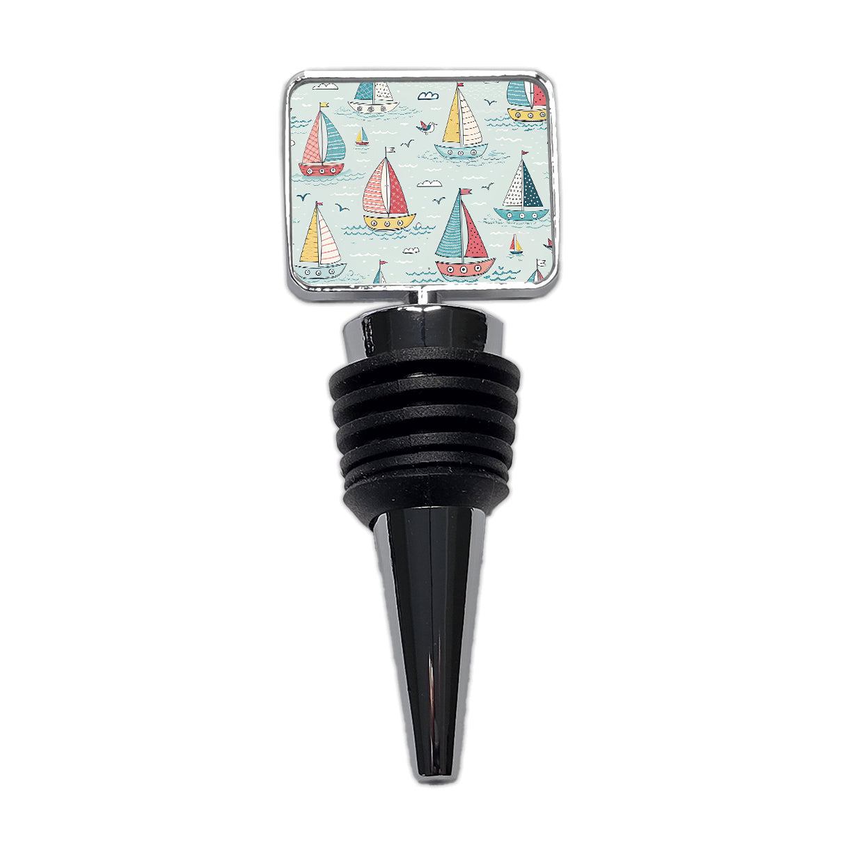 Sailboats Scattered Wine Bottle Stopper