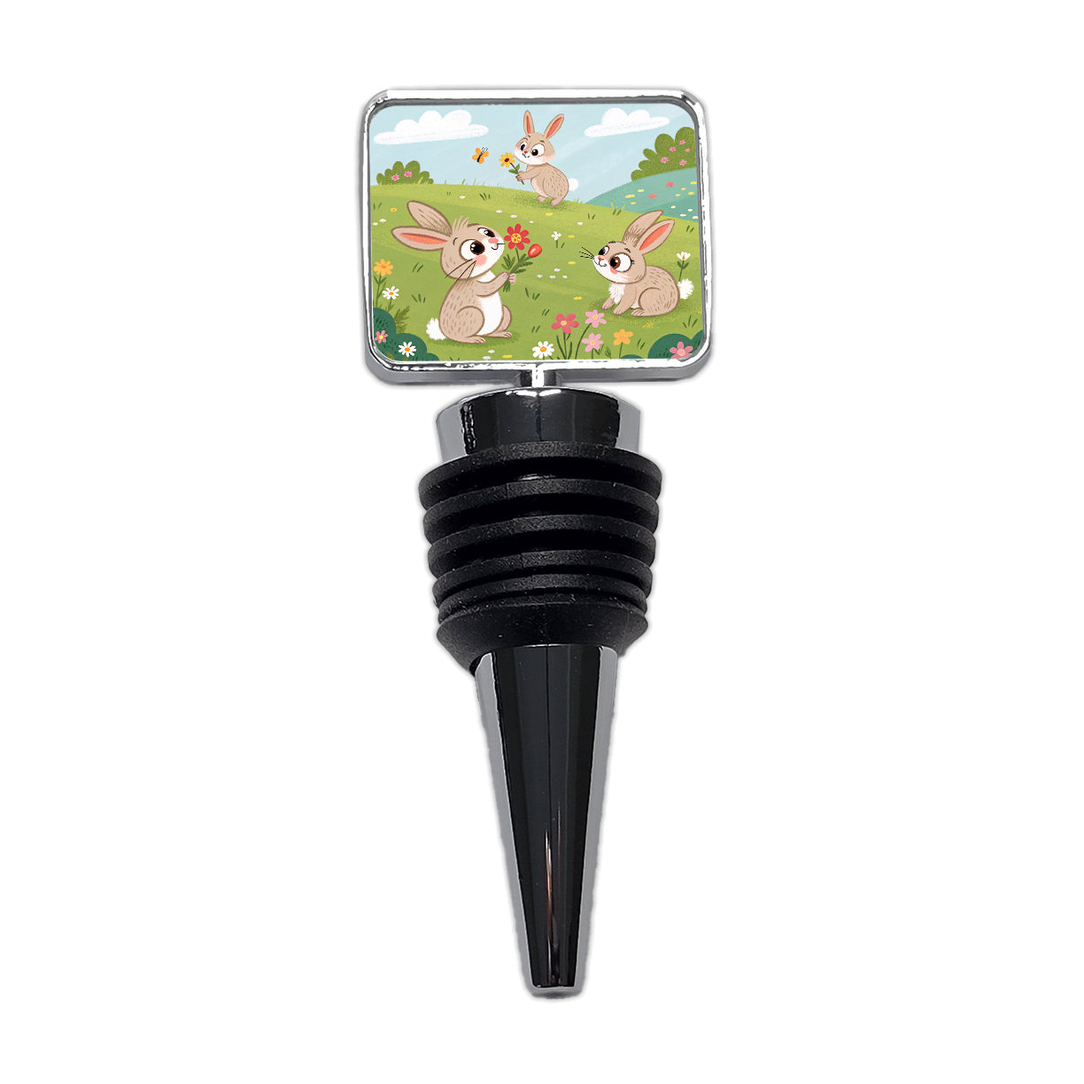 Scattered Cute Rabbits Bunnies Easter Wine Bottle Stopper