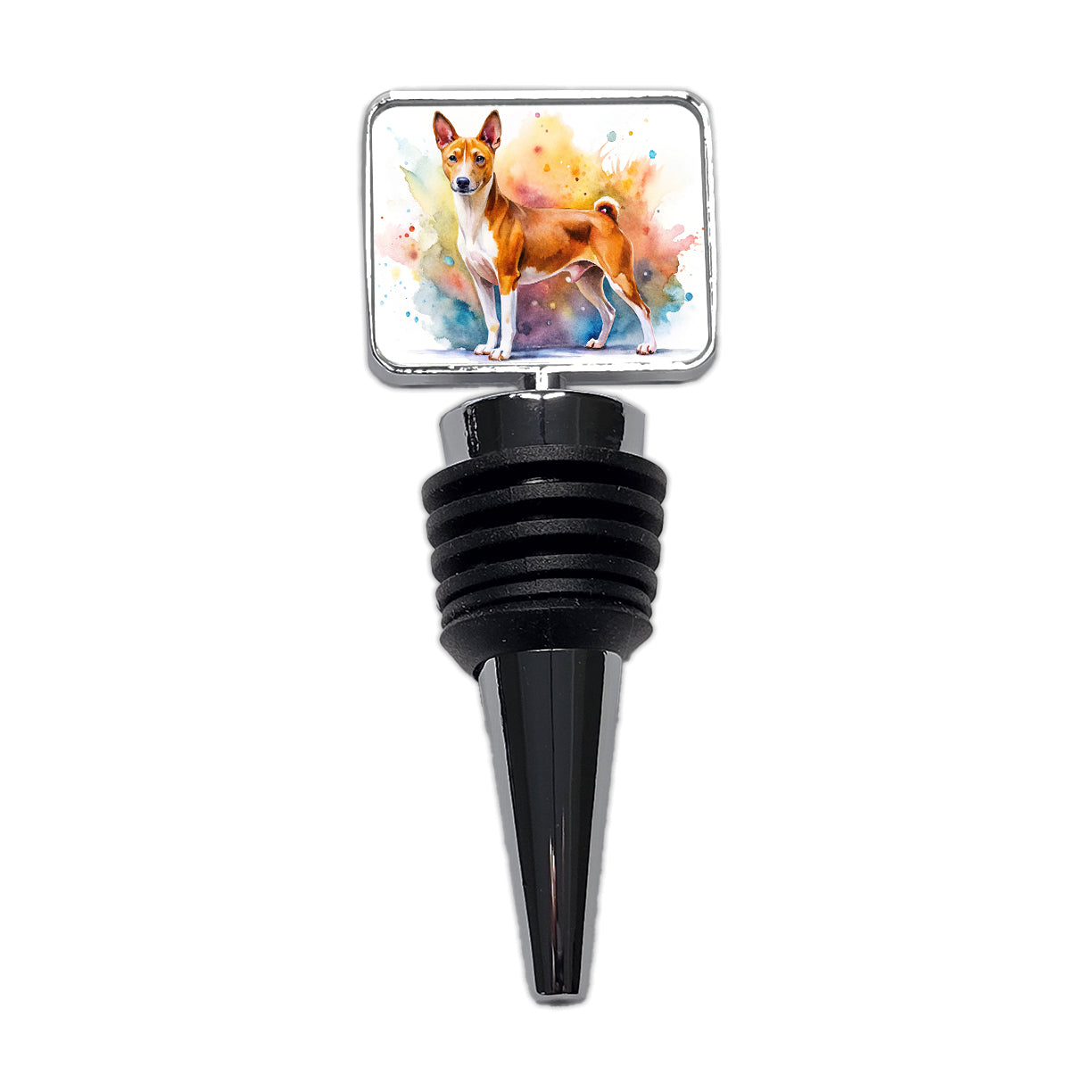 Basenji Dog Watercolor Style Wine Bottle Stopper